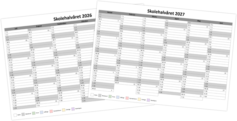 Udprint skolekalender i A3