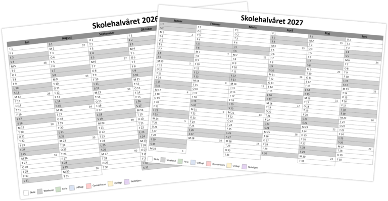 Udprint skolekalender i A3